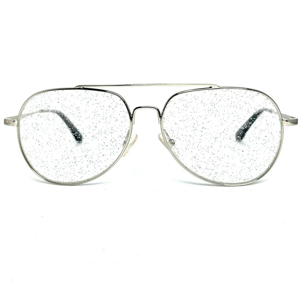 BCBGMAXAZRIA Intrigue Silver Eyeglasses Frames Sparkle Speckled 57-14-140 H13489